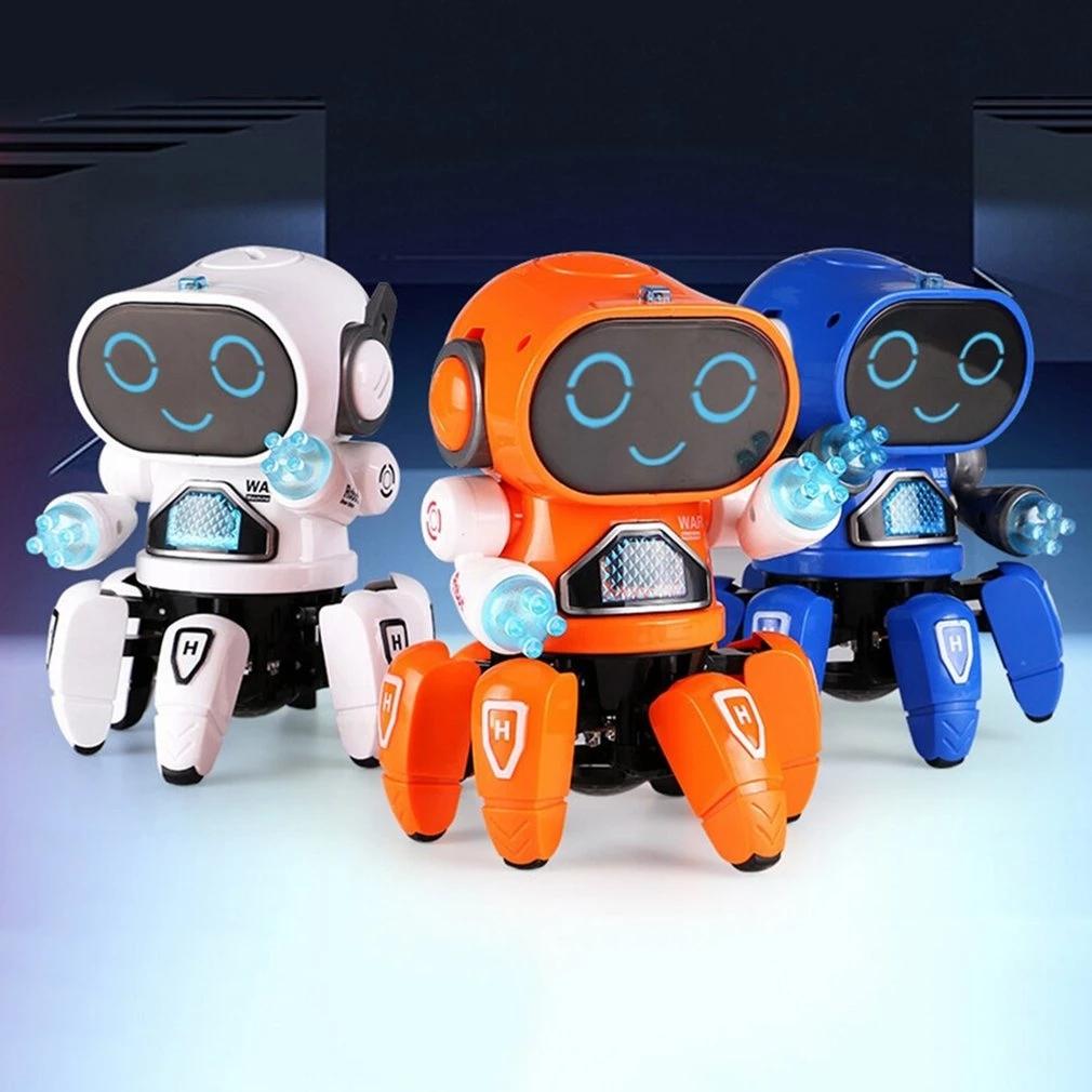 Fidget Toys Electric Dancing Hexapod Steel Robots Light Music Multifunctional Robot Children Boy Girl Toy Birthday Gift Surprise wholesale