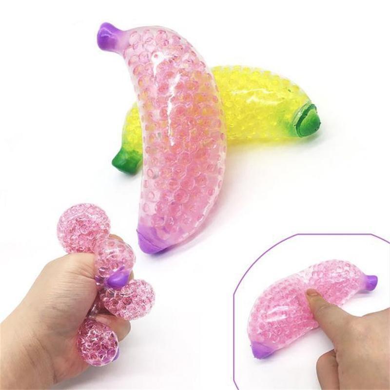 Decompression extrusion fidget Toy TPR fruit banana beads soft bubble ball pinching music vent environmental toys
