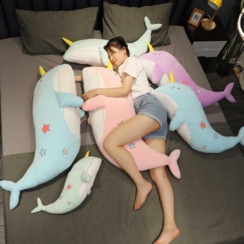 1 pcs Narwhal Whale Plush Toy Triver Stuffed Ocean Animal Doll Boyfriend Hugging Pillow Cushion Pregnant Bolster Sleeping Gift H1025