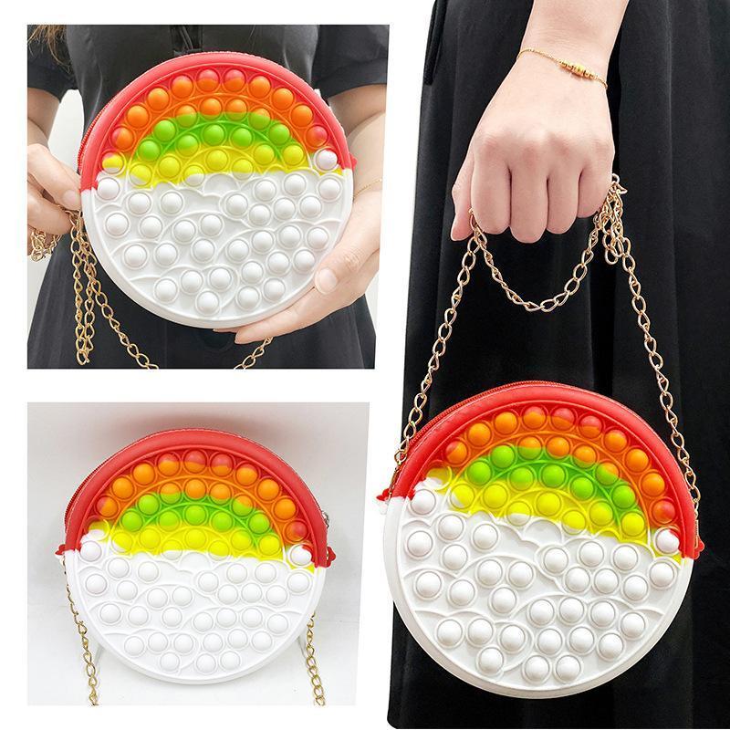 Coin Purse Fidget Toys Pioneer Bag Large Size Rainbow Silicone Bubble Music Decompression Toy