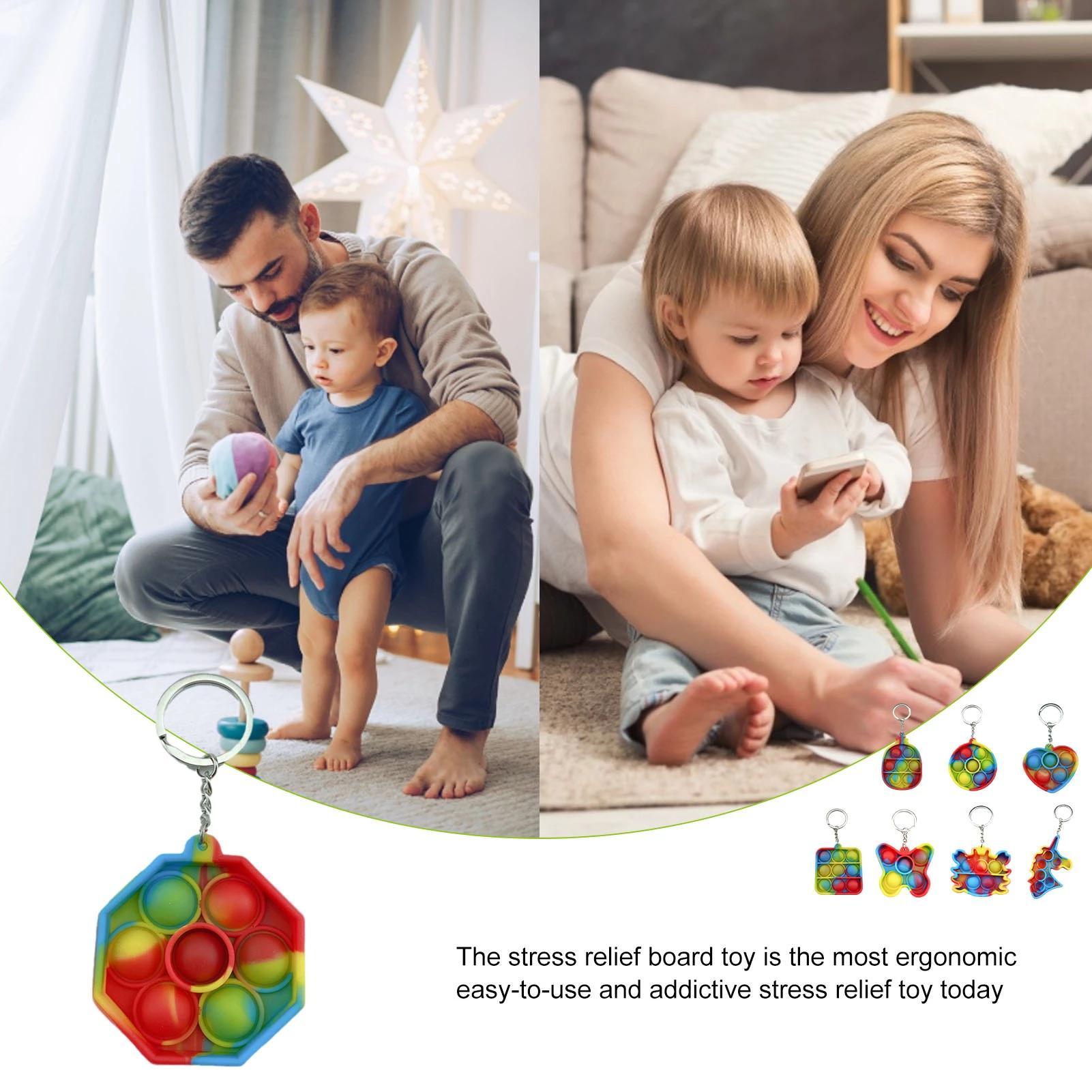 1PC Push Bubble Sensory Fidget Toy Autism Squishy Stress Reliever Toys Adult Kids Antistress Key Chain