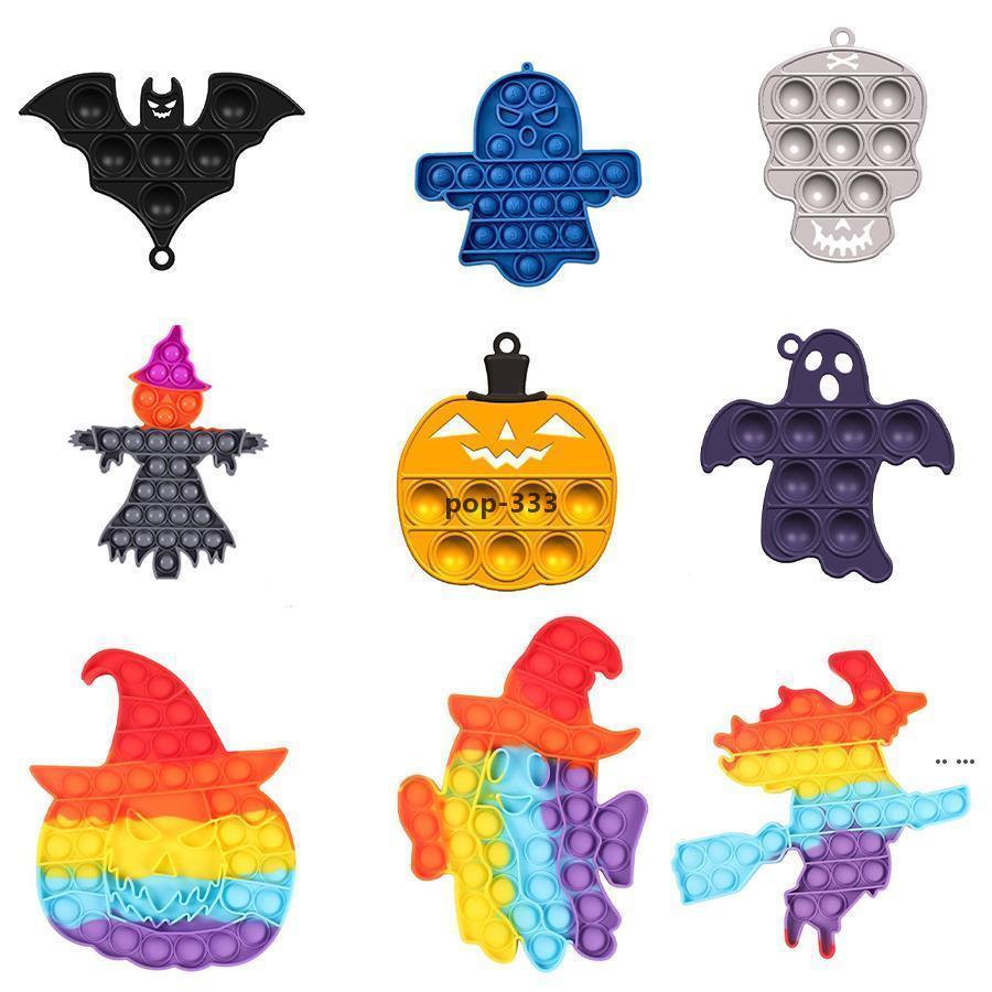 Fidget Toy Party Favor Ultime Rainbow Halloween Ghost-shaped Push Bubble Silicone Decompression Dimple Sensory Toys Gifts for Children