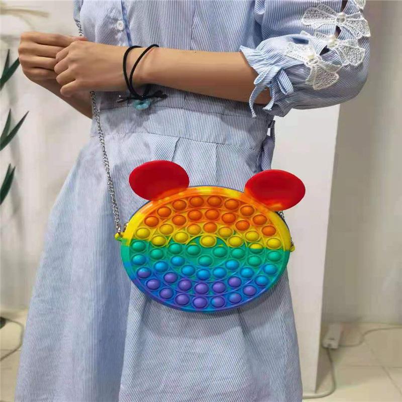 Fidget Toys Sensory Fashion Makeup coin purse Push Bubble Rainbow Anti Stress Educational Children And Adults Decompression Toy Girl gift Surprise who