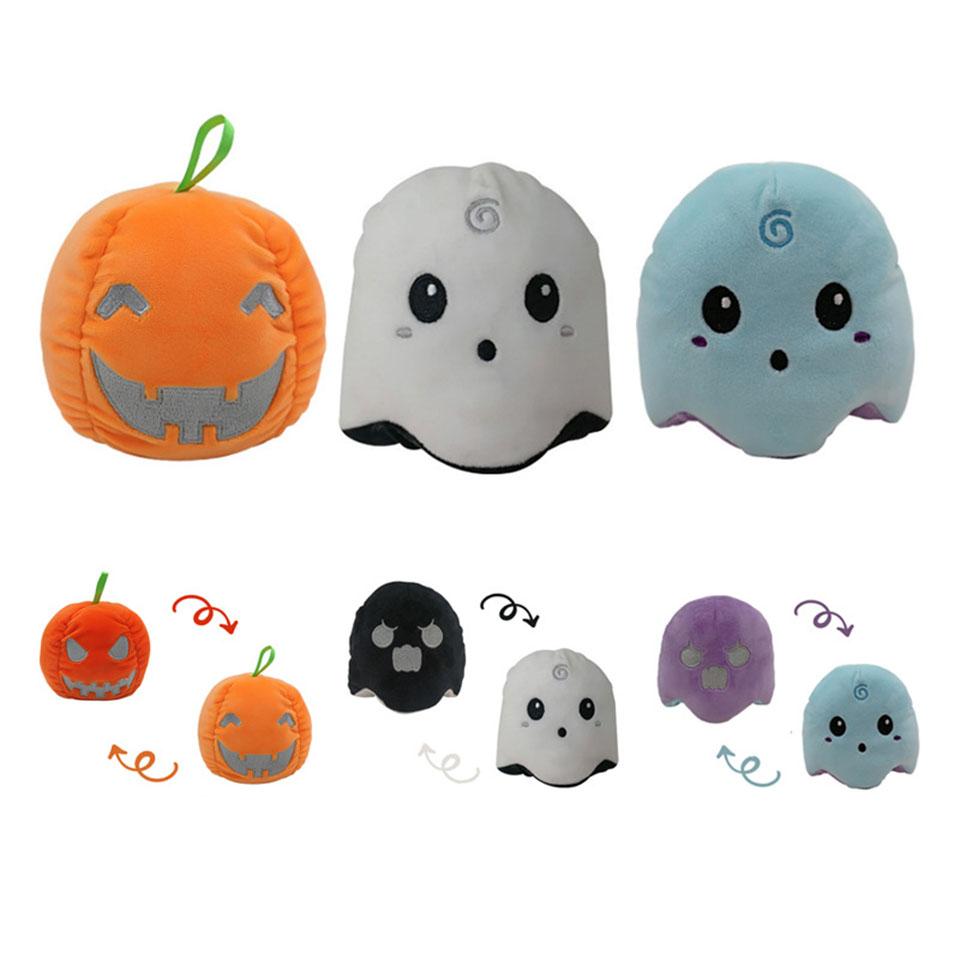 10cm Double sided Plush Toy Halloween Pumpkin Ghost Double sided Recersible PP Cotton Plush Toy Kids Favorite Gift