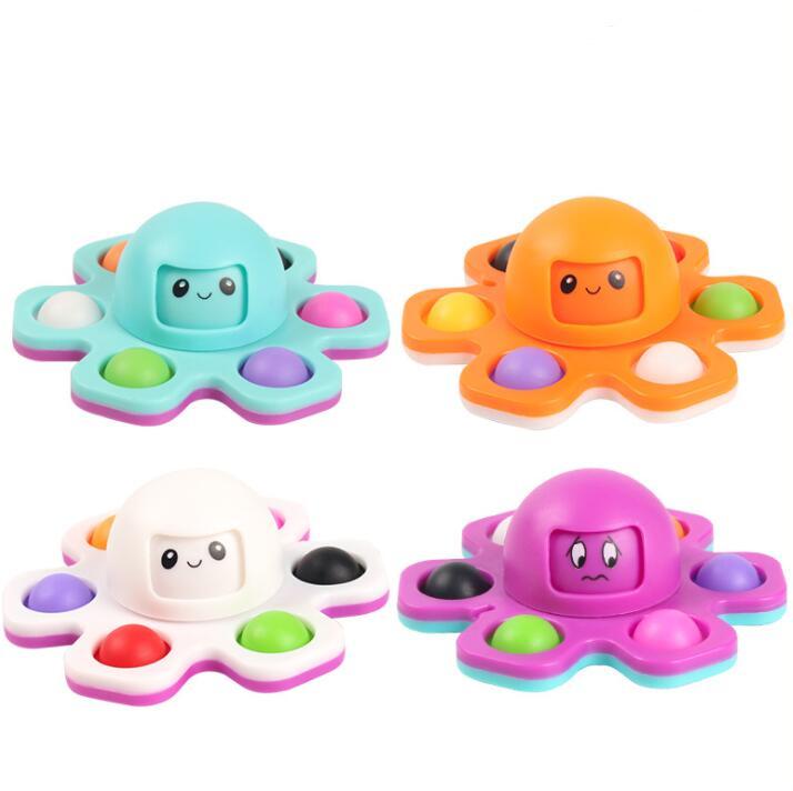 Fidget Toys Flip Face Changing Push Toy Bubble Silicone Key Chain Fingertip Gyro Decompression Creative Game Sensory Anxiety Stress Reliever
