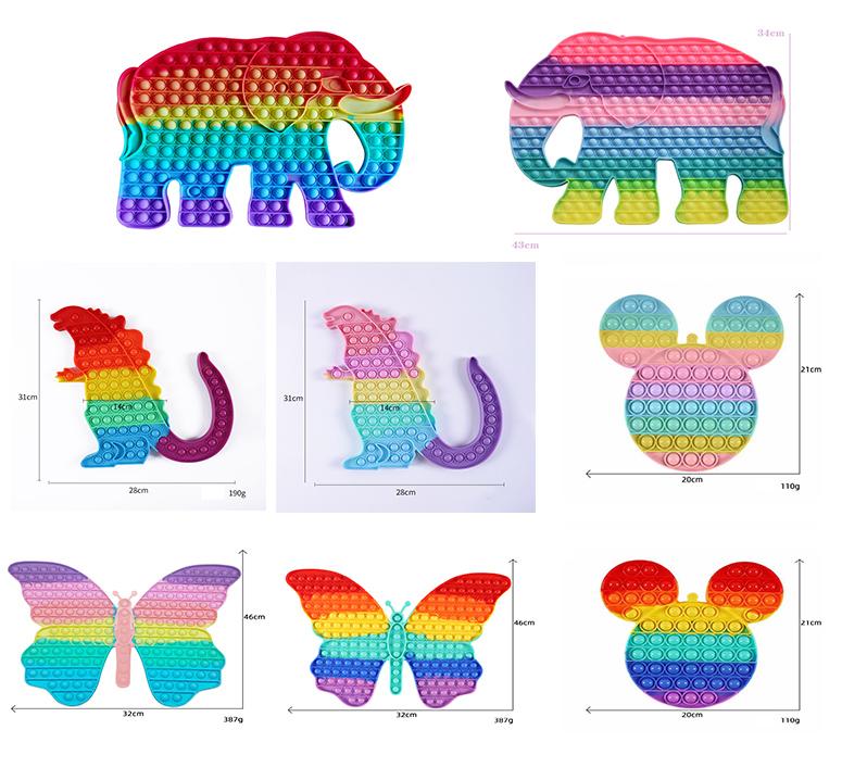 Fidget Toys Sensory large size Macaron Rainbow Elephant Owl Butterfly Push Bubble Anti Stress Educational Children Adults Decompression Toy Surprise w