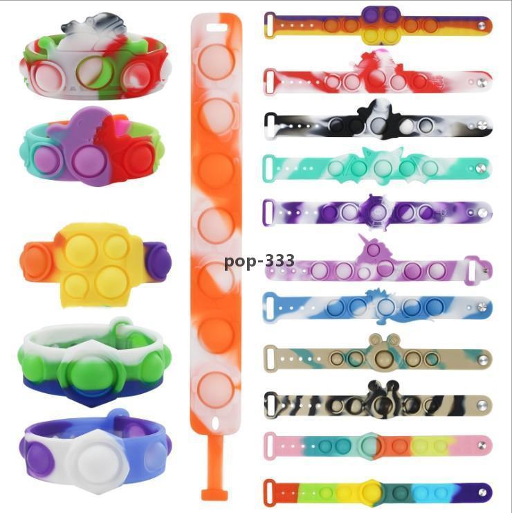 Decompression Toys Wristbands Silica Gel Austim Relief Ring Bracket Silicone Material For Kids and Adults Dimple Fidget Sensory Bubbles Toy