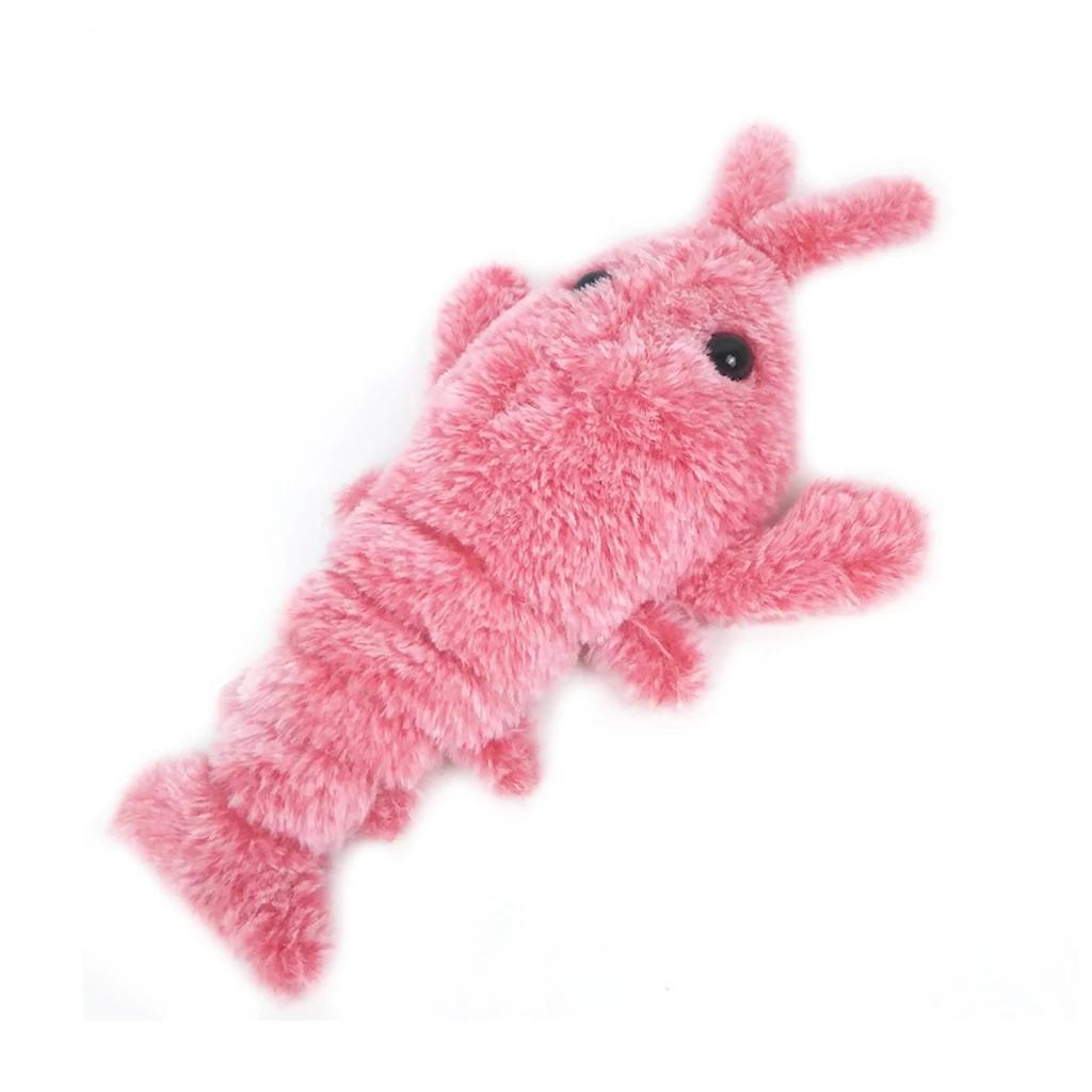 Automatic Interactive Cat Toy Funny Cute Child Plush Realistic Electric Jumping Shrimp Simulation Lobster Pet Soft Doll Gift