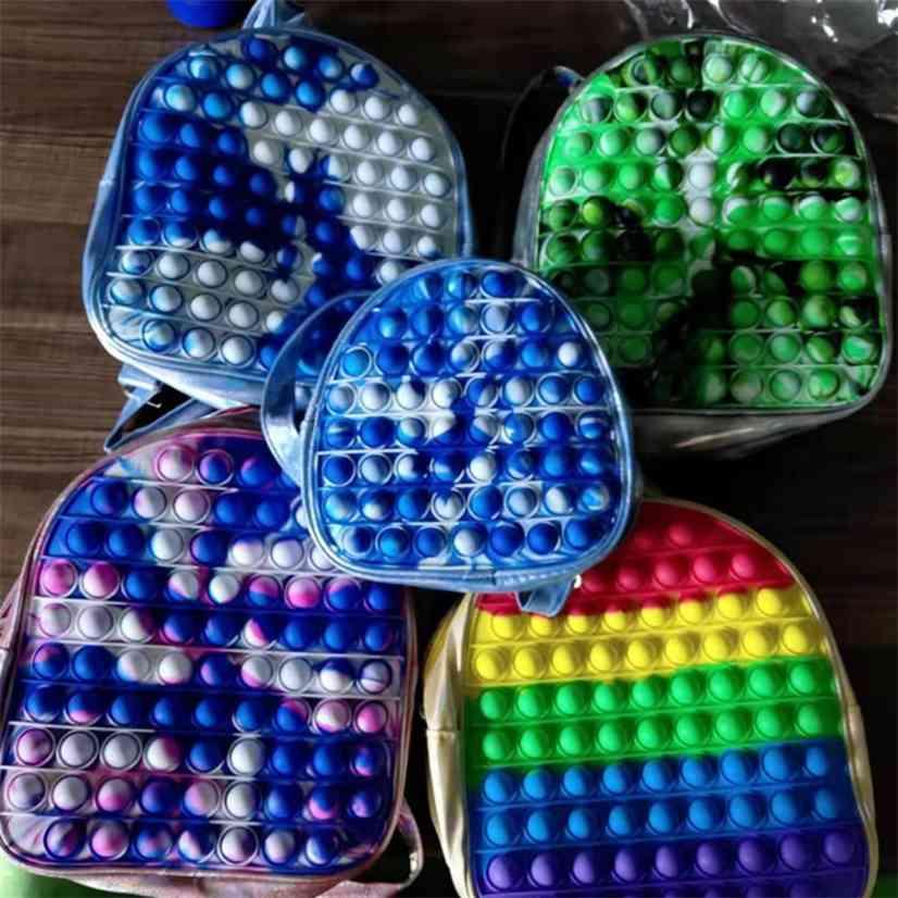 27*27.5CM Large Big Fidget Toy Backpack Real POO-ITS Popet Bubble Bag Kids Adult Push Bubble Board Game Shoulder Bags Sports Purses Handbag Christmas 