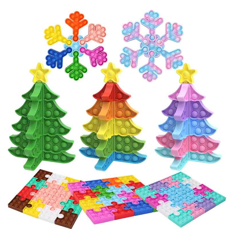 fidget toys Jigsaw rodent control pioneer DIY snowflake cube stitching Christmas tree Children desktop puzzle decompression gifts finger bubble toy