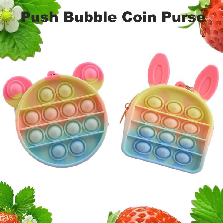 Fidget Toys Coins Purse Colorful Push Bubble Sensory Squishy Stress Reliever Autism Needs Anti-stress Rainbow Adult Toy small bags For Children CC5889