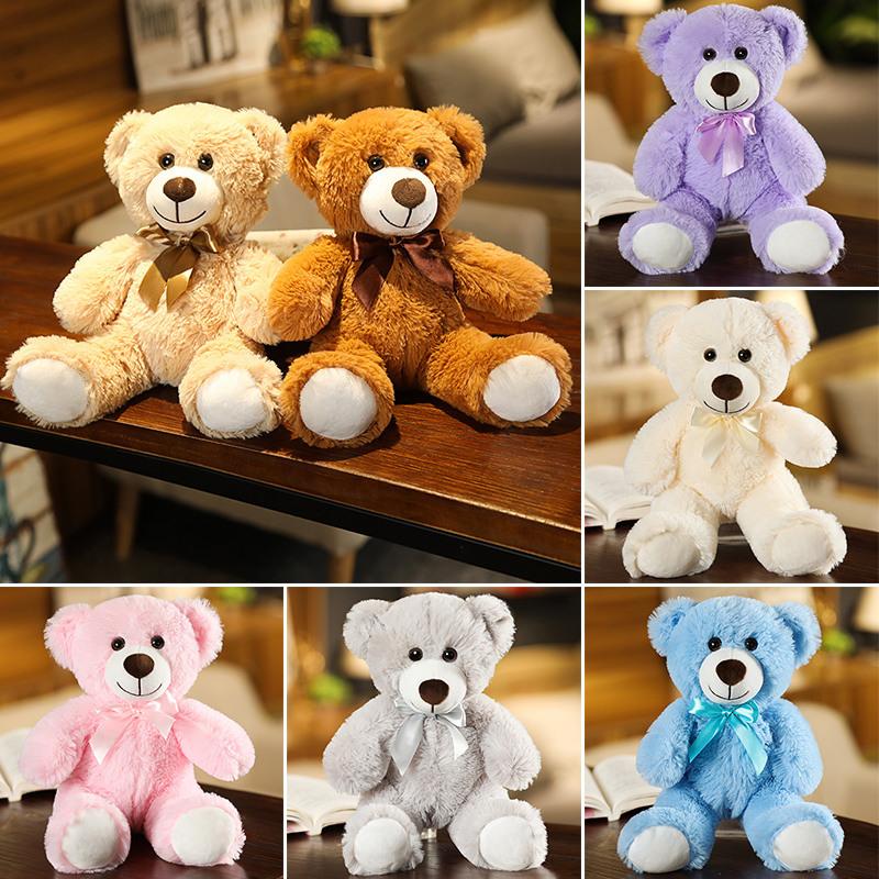 Cute seven color teddy bear doll plush toy ribbon grab dolls small bow tie bear pillow Christmas Valentine s Day birthday gift children s toys