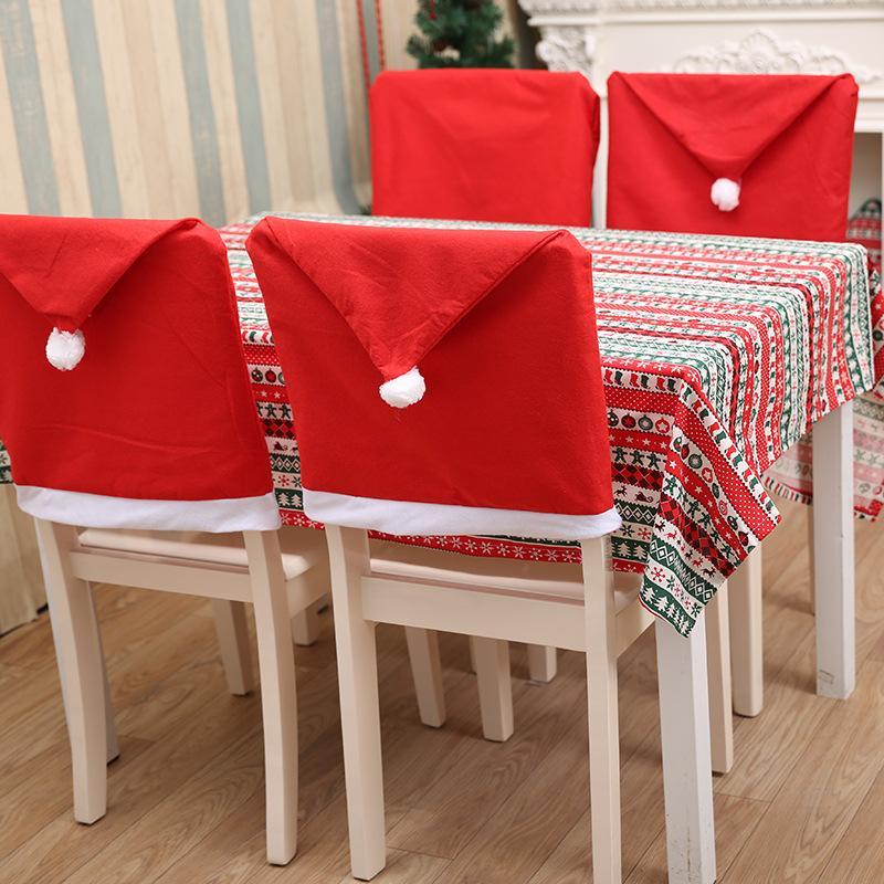 Hot sale Merry Christmas Car Chair Cover Decor Nonwoven Santa Hat Chair Cover Xmas Dinner Table Decor Happy New Year