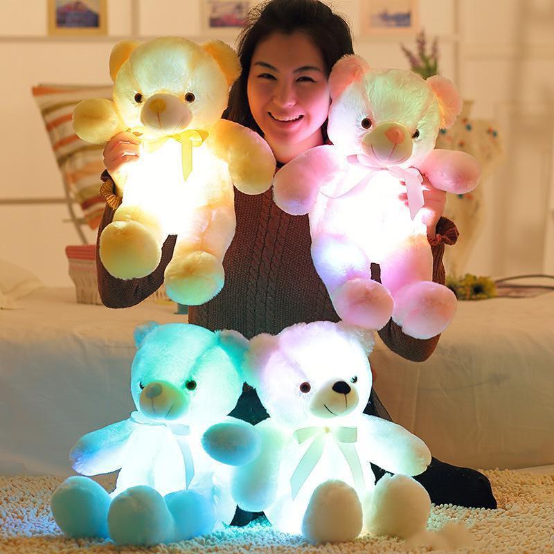 2021 30cm 50cm bow tie teddy bear luminous doll with built-in led colorful light function Valentine s day gift plush
