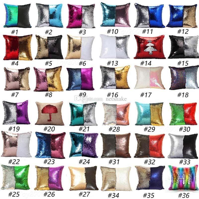 36 design Sequin Hold Pillow Case cover Mermaid Pillow Cover Glitter Reversible Sofa Magic Double Reversible Swipe Cushion cover kids toys