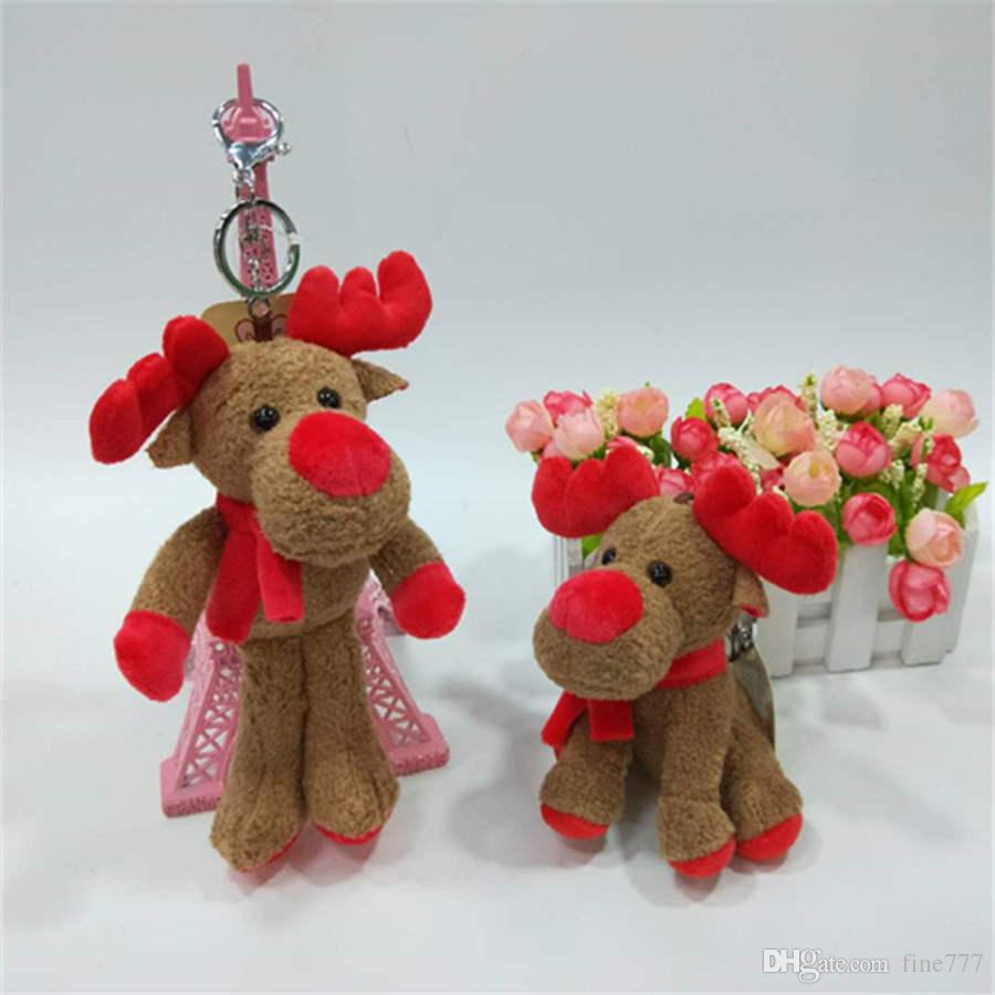 Plush Fawn Keychain Creative Cute Elk Figurine Car Key Pendant Bag Ornament Christmas Gift Kids toys