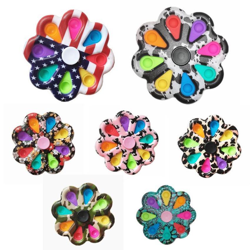 Bubble Flower Board Sensory Fidget Spinners Toy Sunflower Shape Push Bubbles Pressing Plate Decompression Toys Fingertip Finger
