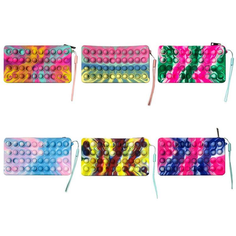 Fidget Toys Handbag Push Bubble Portable Tie Dye Desktop Decompression Finger Pressing Kids Therapy Toy Suitable For Autism And Relieves Stress Squeez