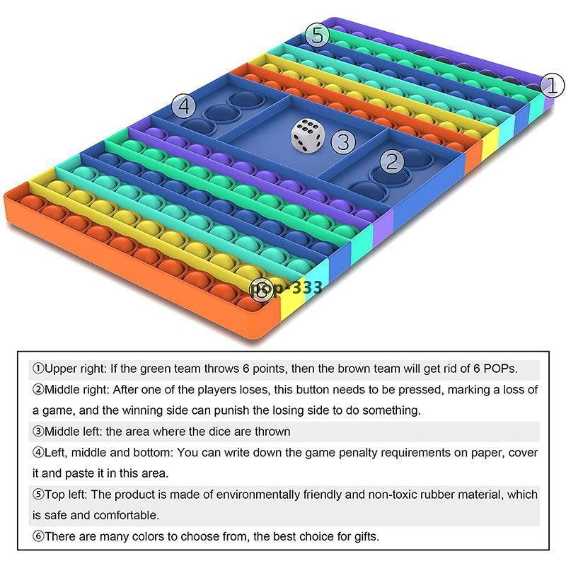 30CM Big Game Rainbow Chess Board Decompression Toy Push Bubble Popper Fidget Sensory Toys Stress Relief Interactive PartyGame SensoryToys