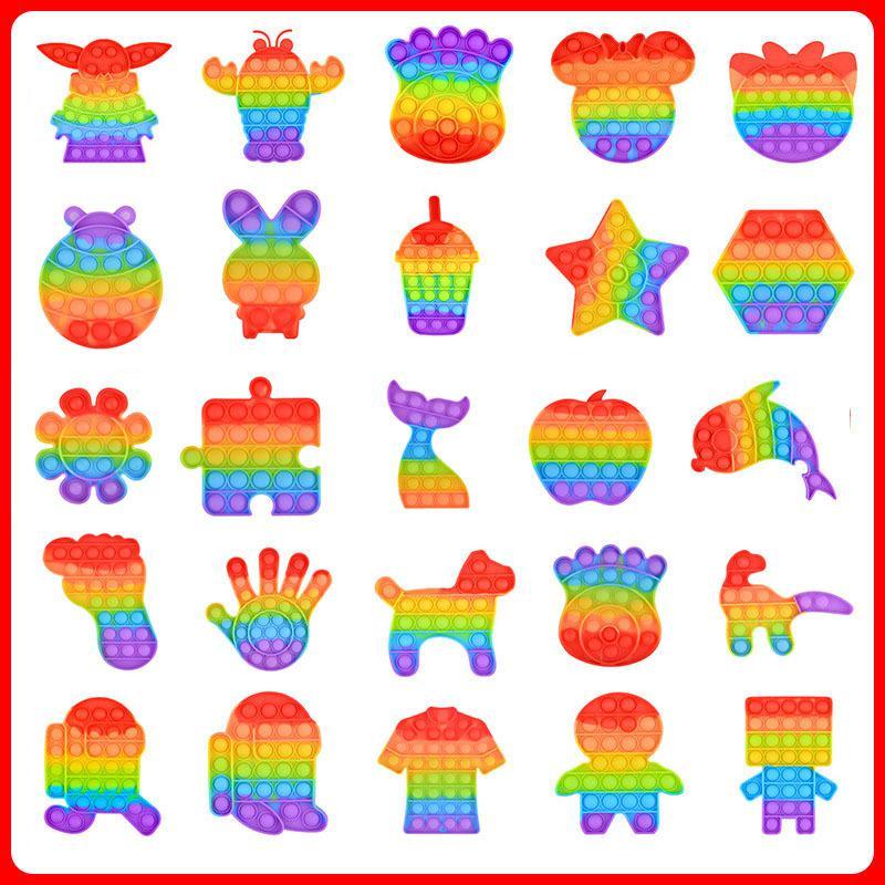 Fidget Toys Christmas Halloween Hot Rainbow Camouflage Rodent Pioneer Desktop Educational Toys Children Mental Arithmetic Silicone Bubbles