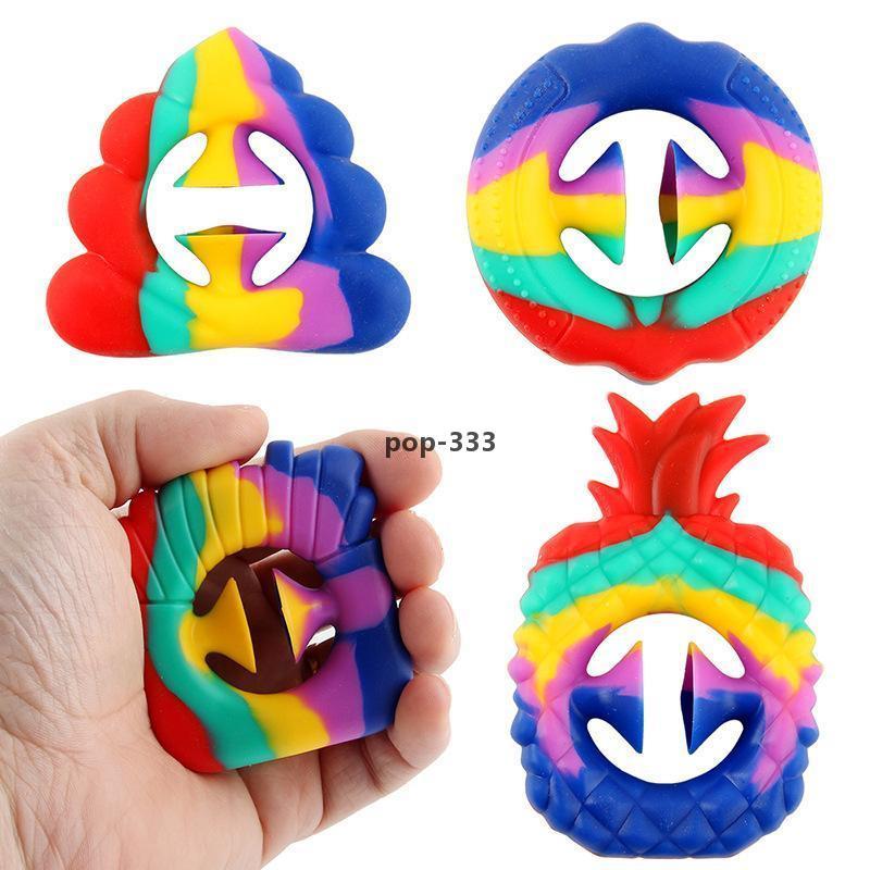 Decompression Finger Toy French Fries Pineapple Grip Silicone Suction Cup Rainbow Ring toys