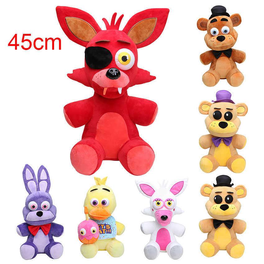 45CM Big Size FNAF plush toy Foxy Freddy Fazbear Bonnie Mangle foxy chica plush doll children toy H0910 H1025