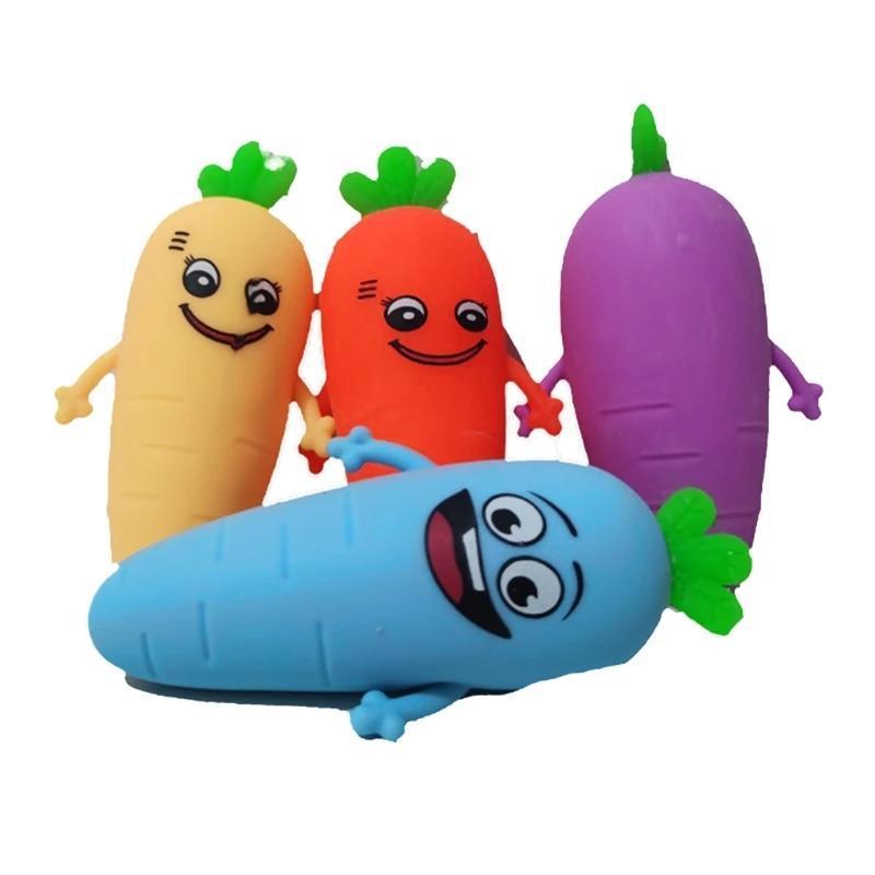 Fidget Pinch Toys Carrot Vegetable Decompression Venting Simulation Relieve Anti Stress Balls Hand Squeeze Toy Pack For Child Kids Christmas Gift