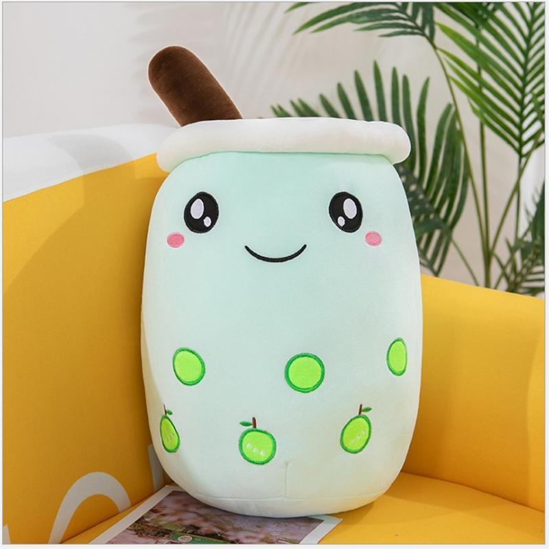 Cute Fruit Drink Stuffed plushes dolls Soft Pink Strawberry Milk Plush doll Boba Cup Toy Bubble Tea Pillow Cushion Kids Gift 24cm