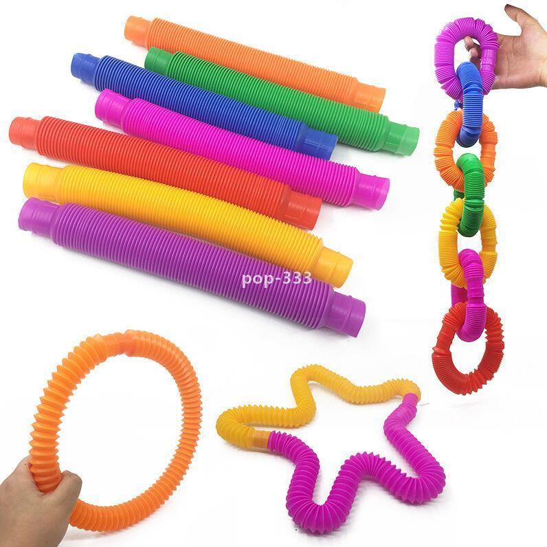Novelty Games Tube Sensory Fidget Poptube Twist Tubes Toy Stress Anxiety Relief Stretch Telescopic Bellows Extension Finger Straw Spring De
