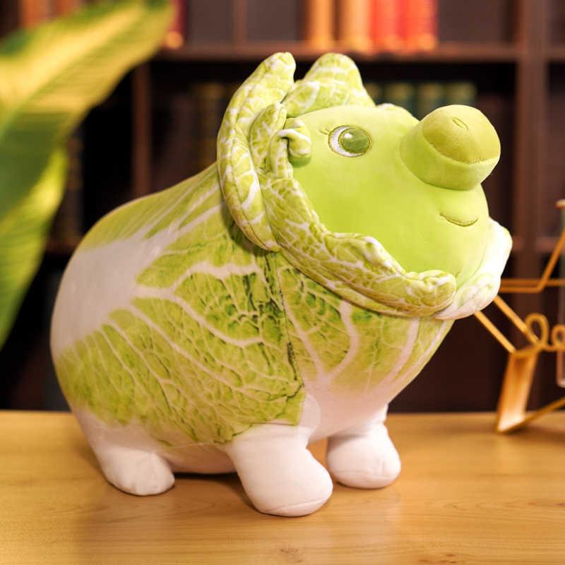 35/40/50CM Creative Super Cute Plush Pigs Arching Cabbage Super Soft Stuffed Animals Vegetables Pig Pillow Sofa Bed Cushion H1025