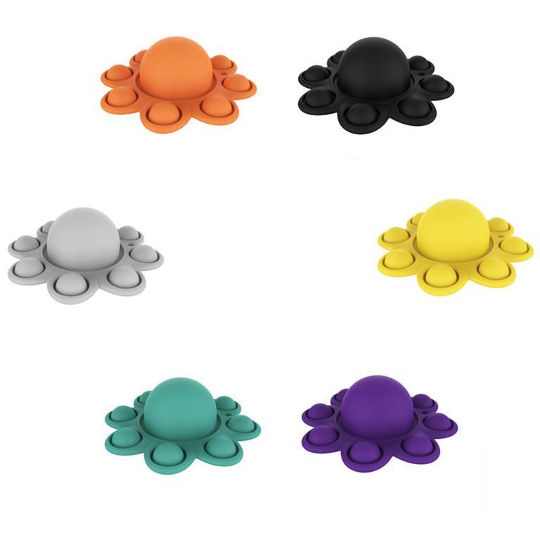 Fidget Decompression Toys Push its Solid Color Octopus Keychain-shaped Feature Popper Bubble Fingertip Sensory Toy for Children Gifts
