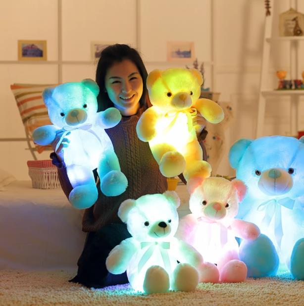 50cm creative light up led teddy bear pillow plush animal toy bright colorful christmas gift for kids
