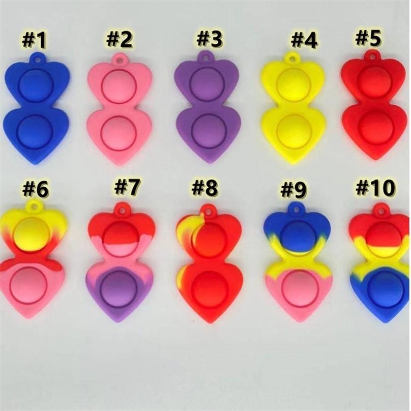 Decompression Toy Push SILICONE SENSORY Fidget Toys Love Heart Ball Key Chains ANXIETY AN IT STRESS RELIEF BUBBLE GAME Squeeze Pendant