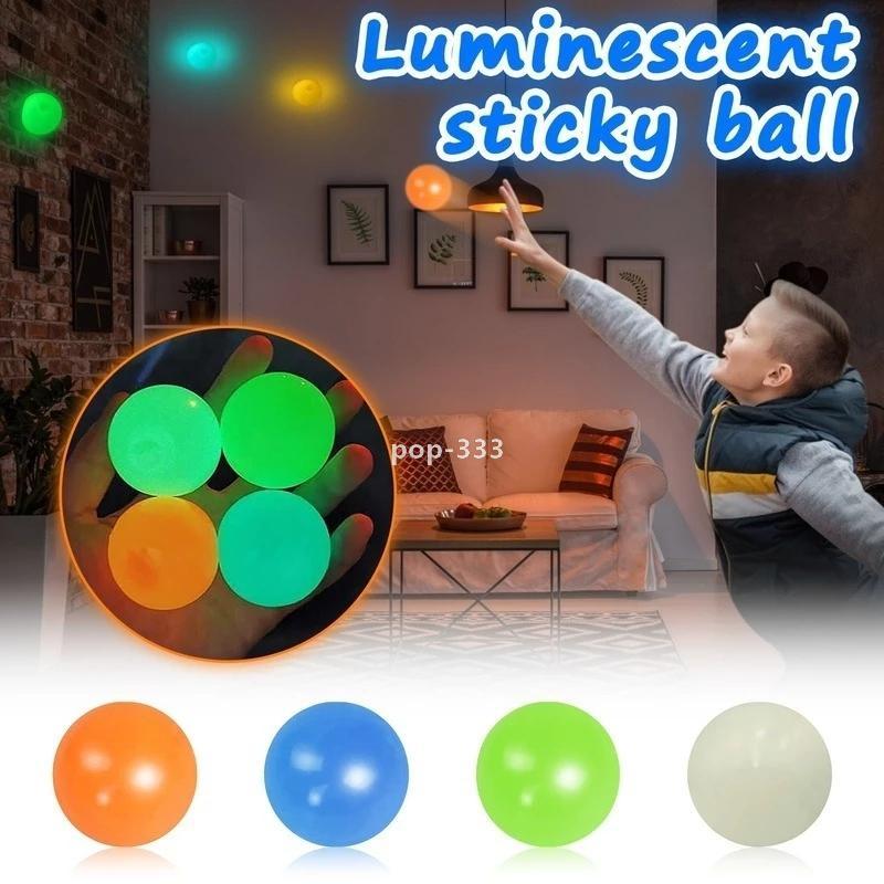 Ceiling Sticky Wall Ball Toys Luminous Glow In The Dark Squishy Anti Stress Balls Stretchable Soft Squeeze Adult Kids Party Gift