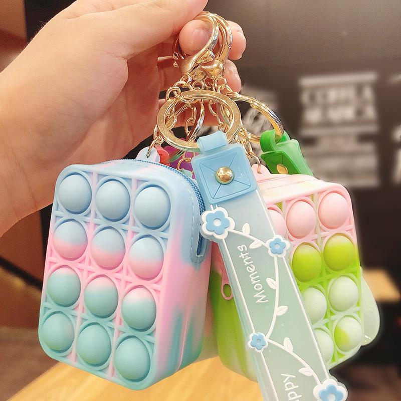 Decompression Toy Creative gradual change seven colors bag key chain lovers pendant car gift wholesale