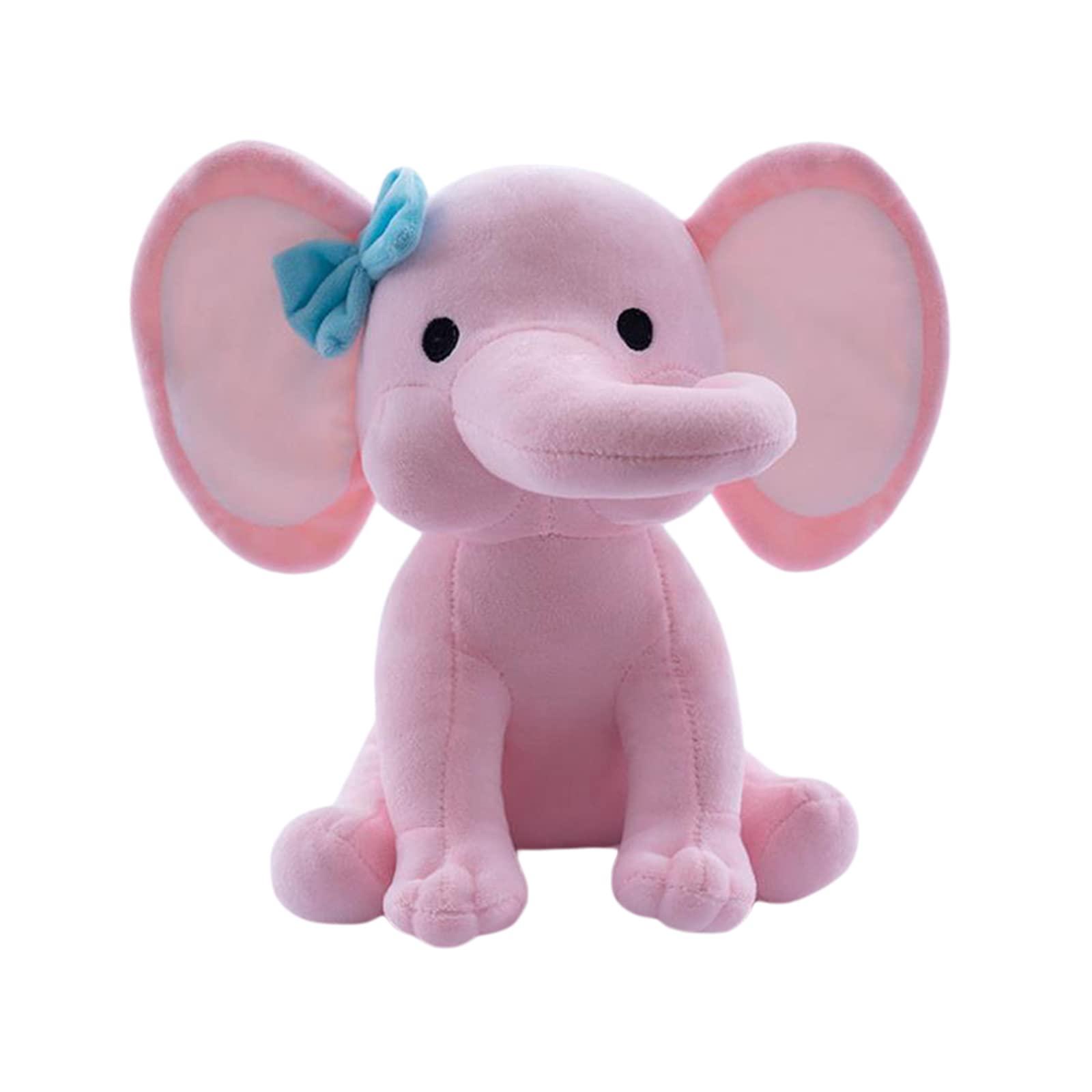 9.8 Inches Pink Blue Stuffed Elephant Animal Plush Toys for Baby, Boy, Girls, Great as Nursery, Room Decor