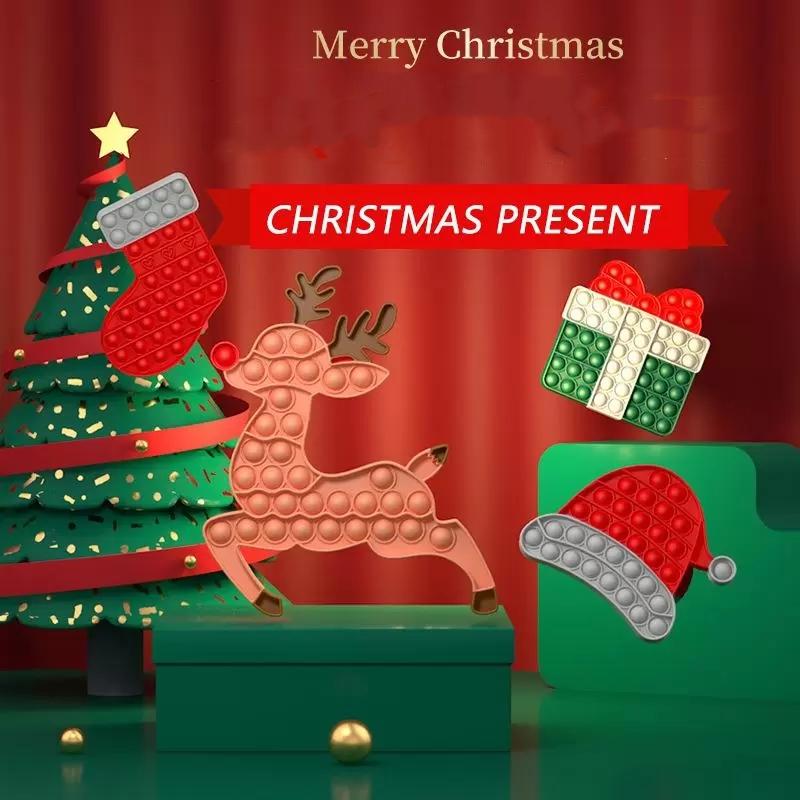 Christmas Set Fidget Toys Bubble Decompression Silicone Press Candy Socks Desktop Finger Puzzle Xmas Stocking Tree Gift Educational Toy