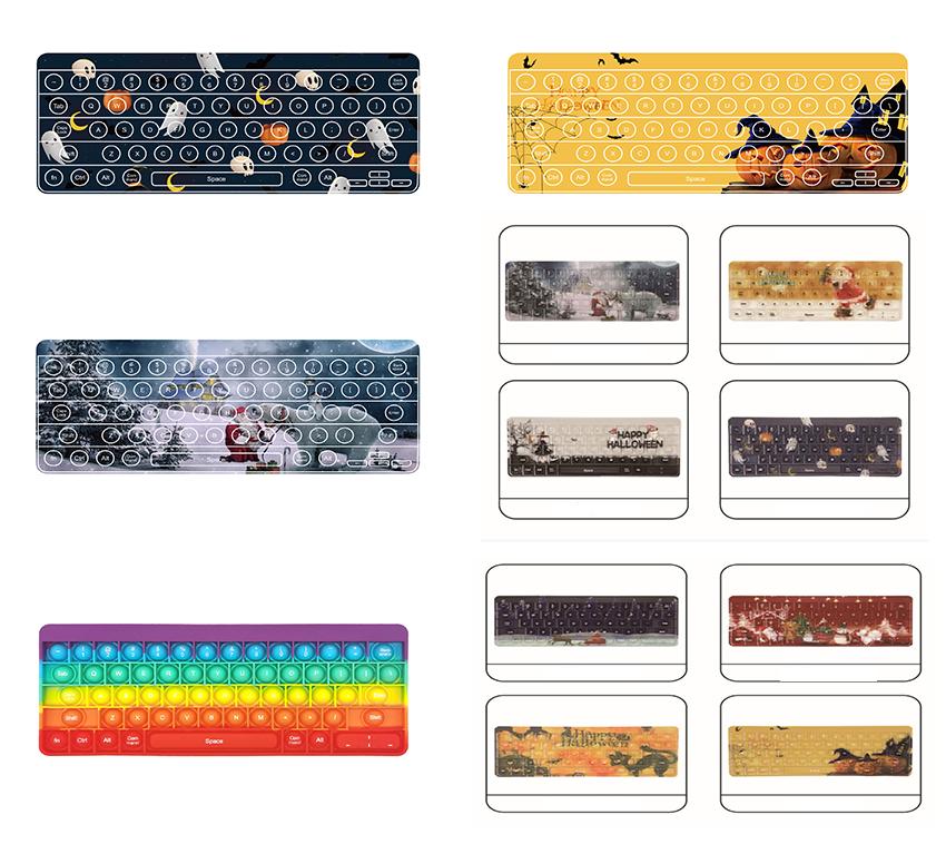 Fidget Toys Sensory Christmas halloween Printed keyboard game Push Bubble Tie dye Anti Stress Educational Children Adults Decompression Toy Surprise w