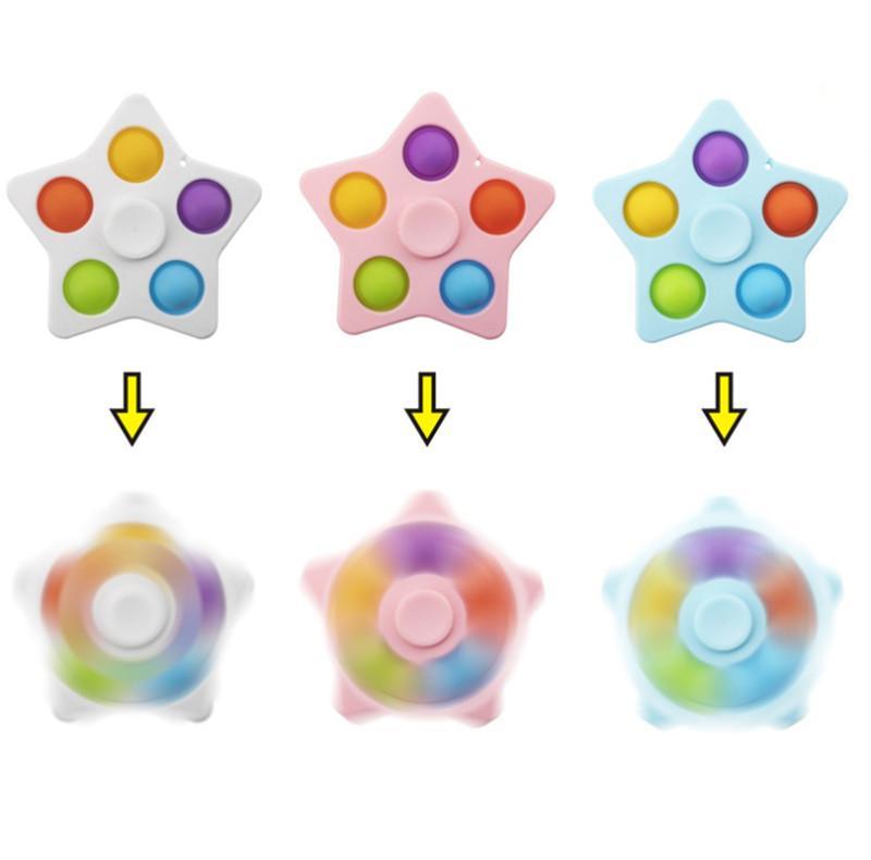 Fidget Decompression Toy Finger Bubble Floral Press Relief Fingertip Toys Stress Educational Kids Baby Gift Squeeze Sensory Pendant Keychains-