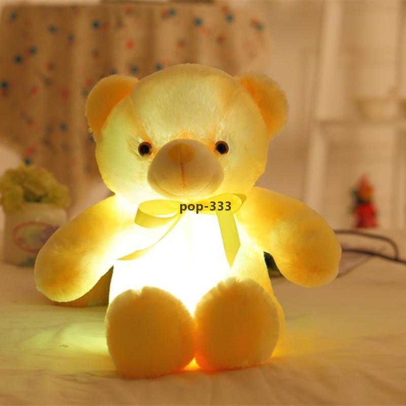 50cm bow tie teddy bear luminous doll with built-in led colorful light function Valentine s day gift plush toy