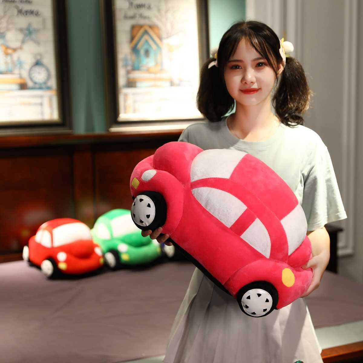 30-60CM Children Kids Boys Gift Kawaii Car Shaped Cushion Pillow Cute 4 Colors Car Model Stuffed Plush Toys Birthday Gifts H1025
