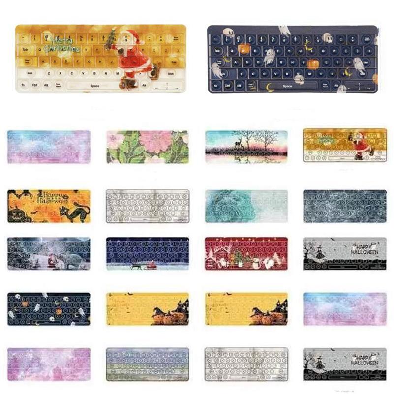 Fidget Toys Bubble Pioneer Christmas Painting Halloween Xmas Scene Sensory Push Keyboard Fingertip Board Game Puzzle Decompression Toy 26.8*10.7CM