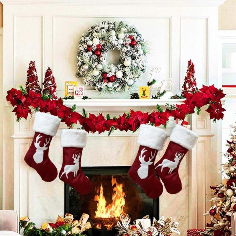 Christmas Stockings Gift Toy Holder Ornament For Family Holiday Xmas Party accessory Hanging Decoration