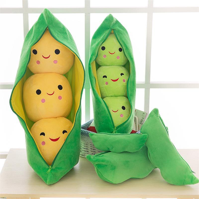 Edamame Plush Doll Pillows toy 25cm Cute Green Yellow Pea Stuffed Animals Soft Pillow Dolls Home Decoration Birthday Gifts High Quality Wholesale