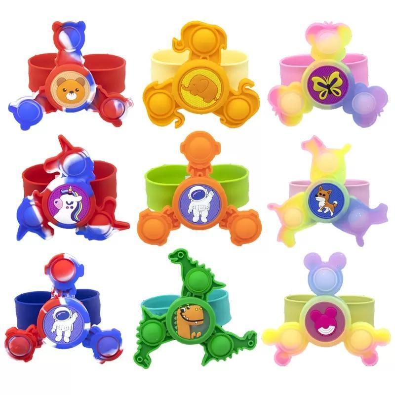Decompression Fidget Toys Push Bubble Rotating flashing Bracelet Desktop Finger Pressing Kids Therapy Toy Suitable For Autism And Relieves Stress Sque