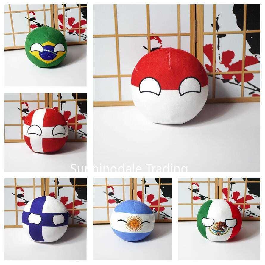 Polandball Plush Dolls Countryball Mexico North Korea Germany USA UK Portugal France Canada Toys Pillow for Gift H0910 H1025