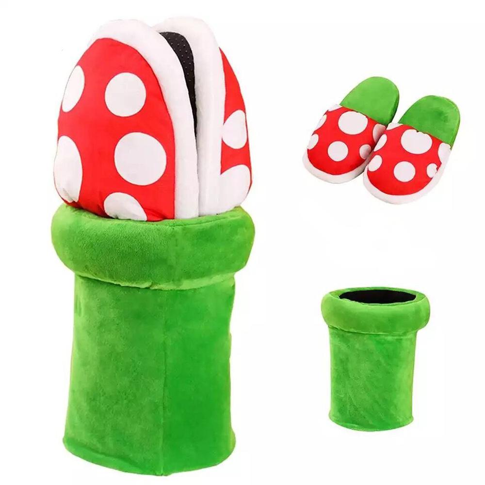Funny Super Game Piranha Cannibal Flower Slippers Plush Toy Carnival Cosplay Shoes Children Women Men Girls Birthday Gift Christmas toys