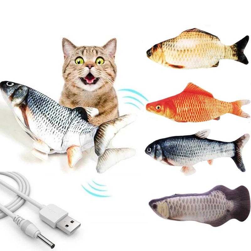 stuffed toys Jumping fish plush whole child person toy teases the cat Swing baby simulates beating of electric rechargeable pet USB charging