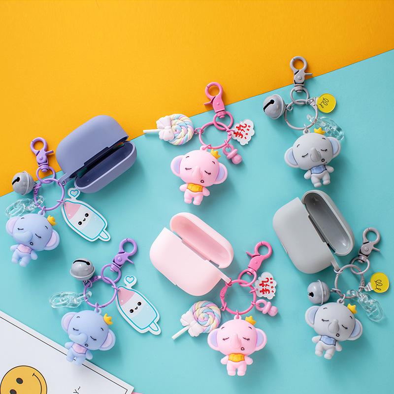 Ins Cute Girl Little Elephant Keychian Sleep Lovely Mini Keychains Car Key Chain Women Adies Bag Pendant Accessories Ring