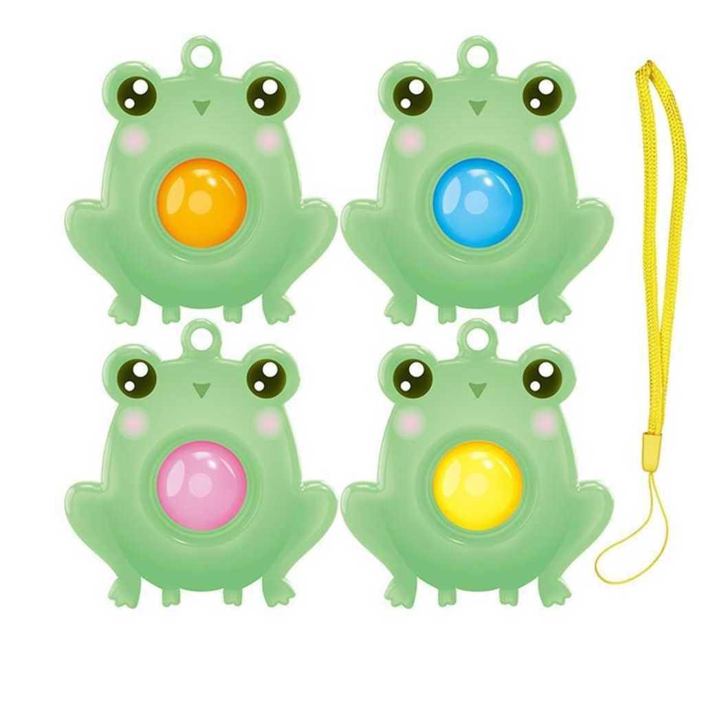 Candy color Push Poppers Fidget Toys Finger Bubble Panda Frog Decompression Key Chain Cute Children s Mini Pandents for bags Gifts Keyring G98VBUG